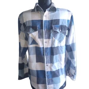 Jackfield Blue And White Plaid Flannel Shirt S